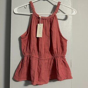 NWT Sim & Sam Dusty Pink Halter Ruffled Hem Tank Top Women's M